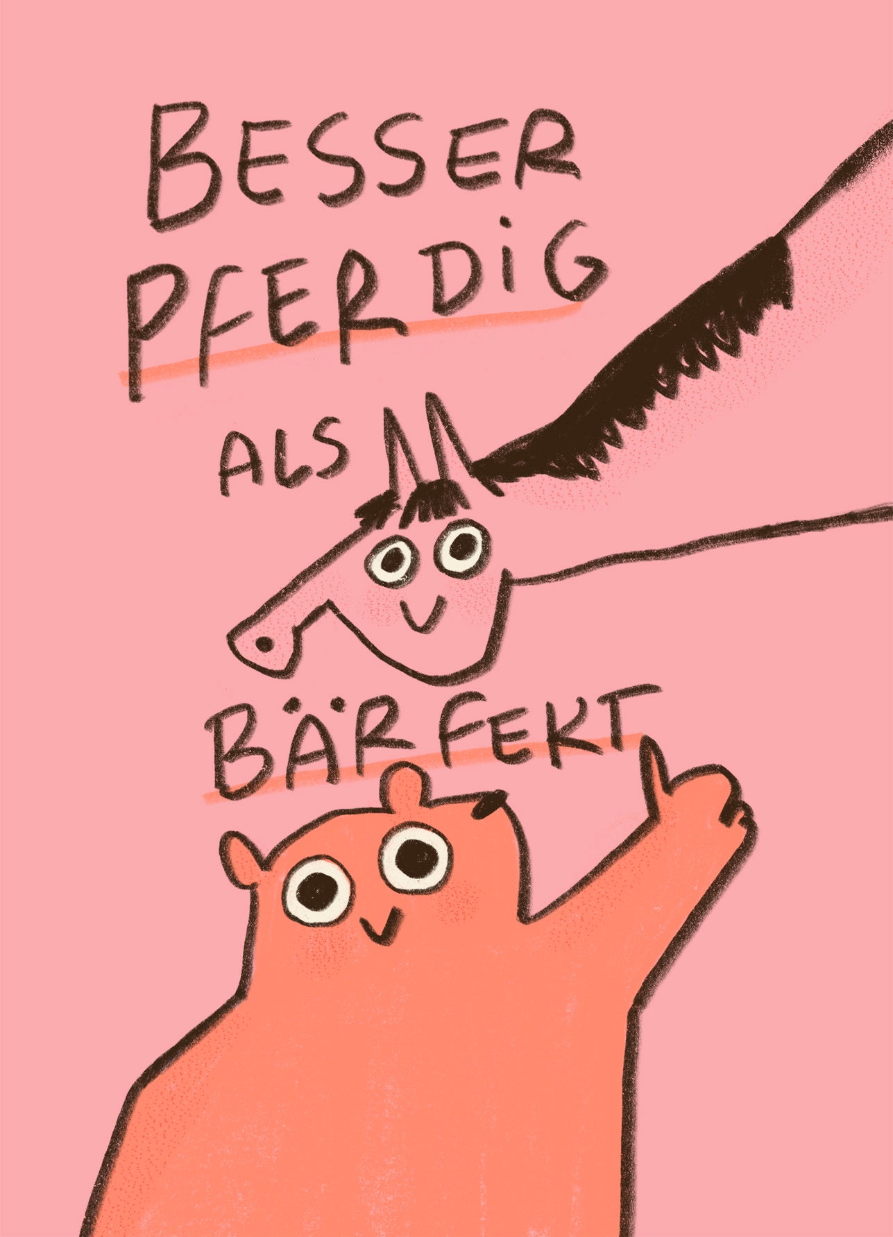 Postkarte 156 Besser Pferdig als Bärfekt