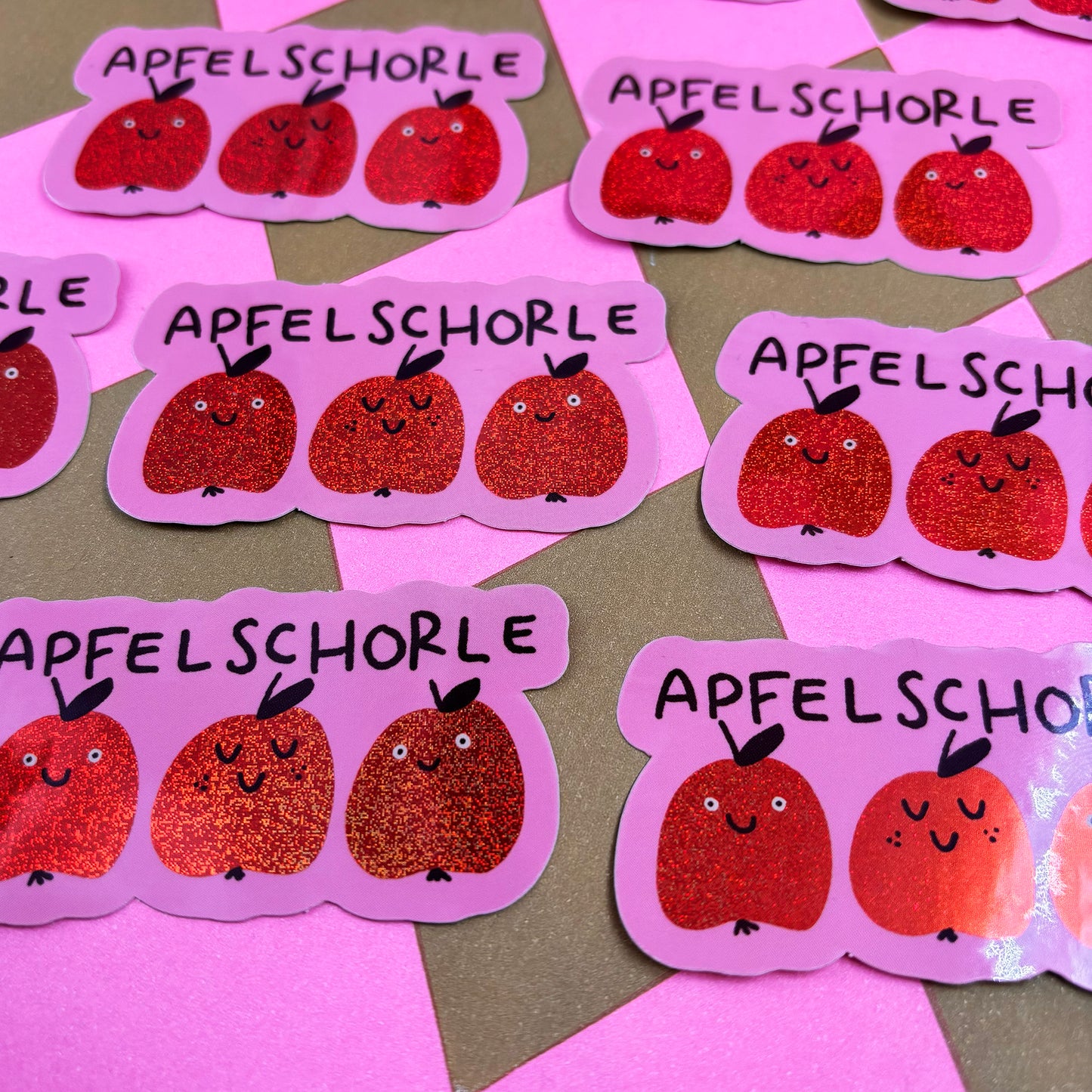 Apfelschorle Glitzer Sticker