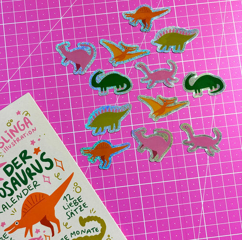 Glitzer Dino Sticker Set