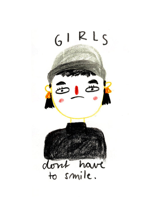Postkarte 007  Girls Don't Have to Smile