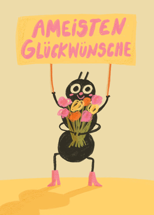 Postkarte 180 Ameisten Glückwünsche