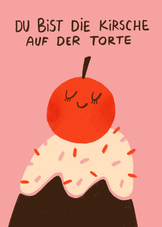Postkarte 194 Kirsche Auf der Torte