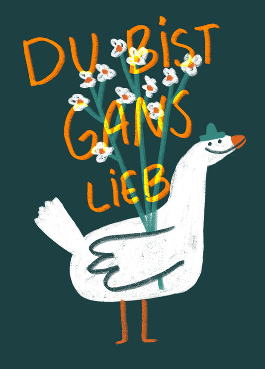 Postkarte 072 Gans lieb