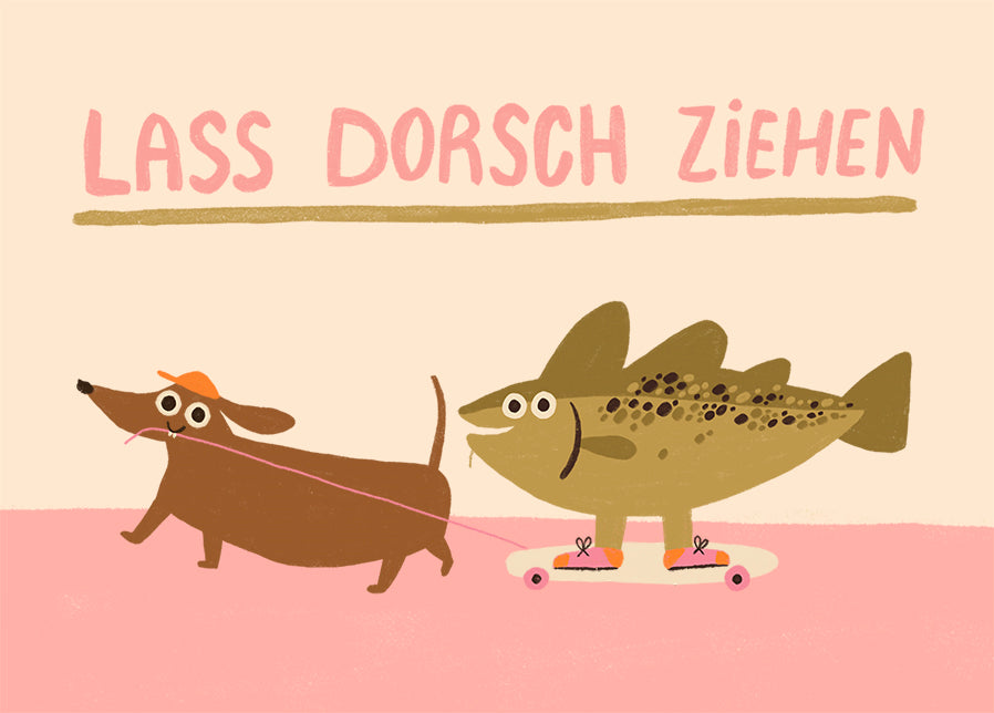 Postkarte 094 Lass Dorsch ziehen