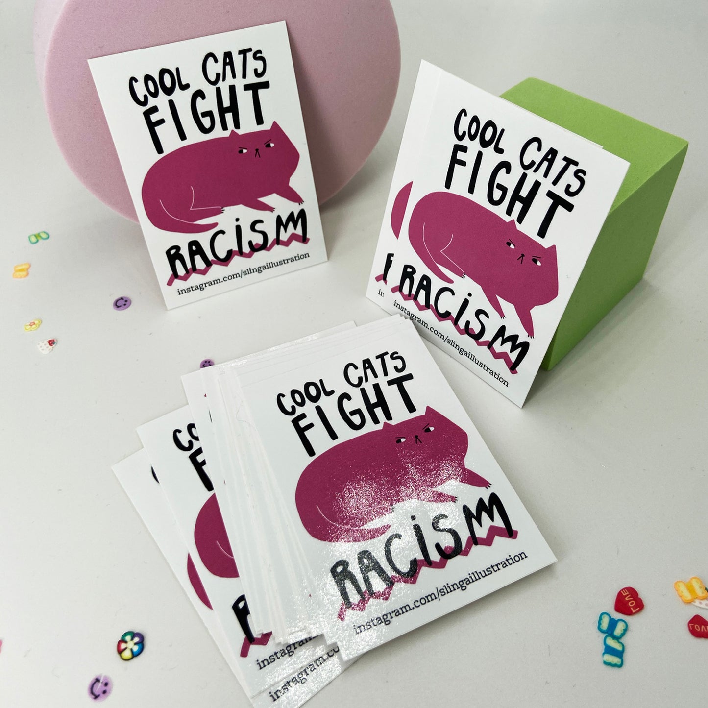 Cool Cats Fight Racism Stickerset