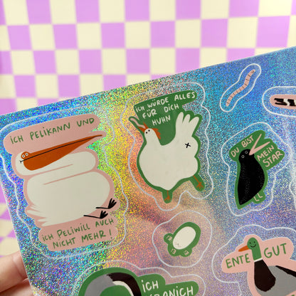 Glitzer Vögel Stickersheet