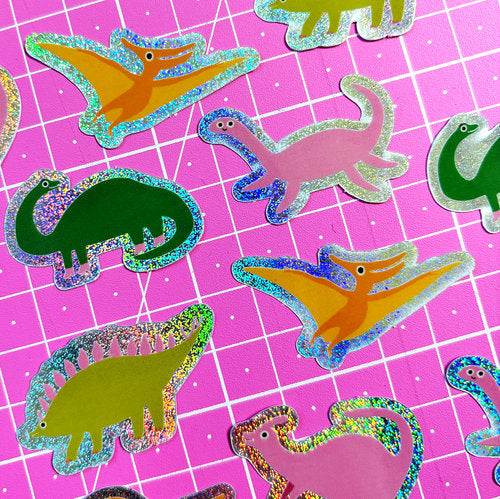 Glitzer Dino Sticker Set